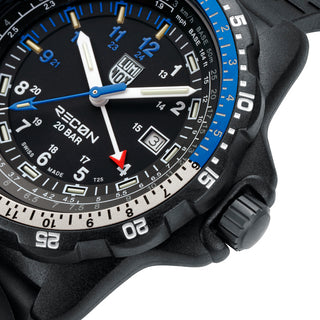 RECON Nav Spec, 46 mm, Outdoor Abenteuer Uhr - 8833	, Detailansicht Ziffernblatt und Krone