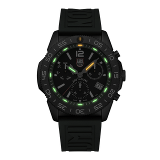 Pacific Diver Chronograph, 44 mm, Diver Watch - 3147	,Night view with green and orange light tubes