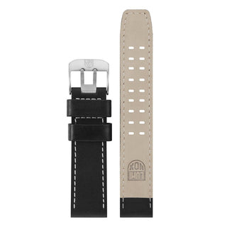 Leder Armband, 23 mm, FEX.6600.20TI.K, Schwarz mit beigefarbener Naht