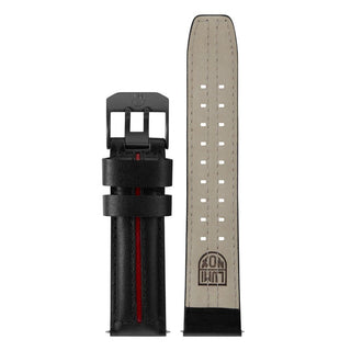Leder Armband, 24 mm, FEX.9200.21TIB.K, Schwarz / Rot mit schwarzer Naht