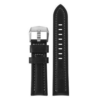 Leder Armband, 24 mm, FEX.9240.20TI.K, Schwarz mit silberfarbener Naht