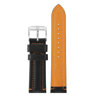 Leder Armband, 24 mm, FEX.9380.20Q.K, Schwarz mit orangefarbener Naht